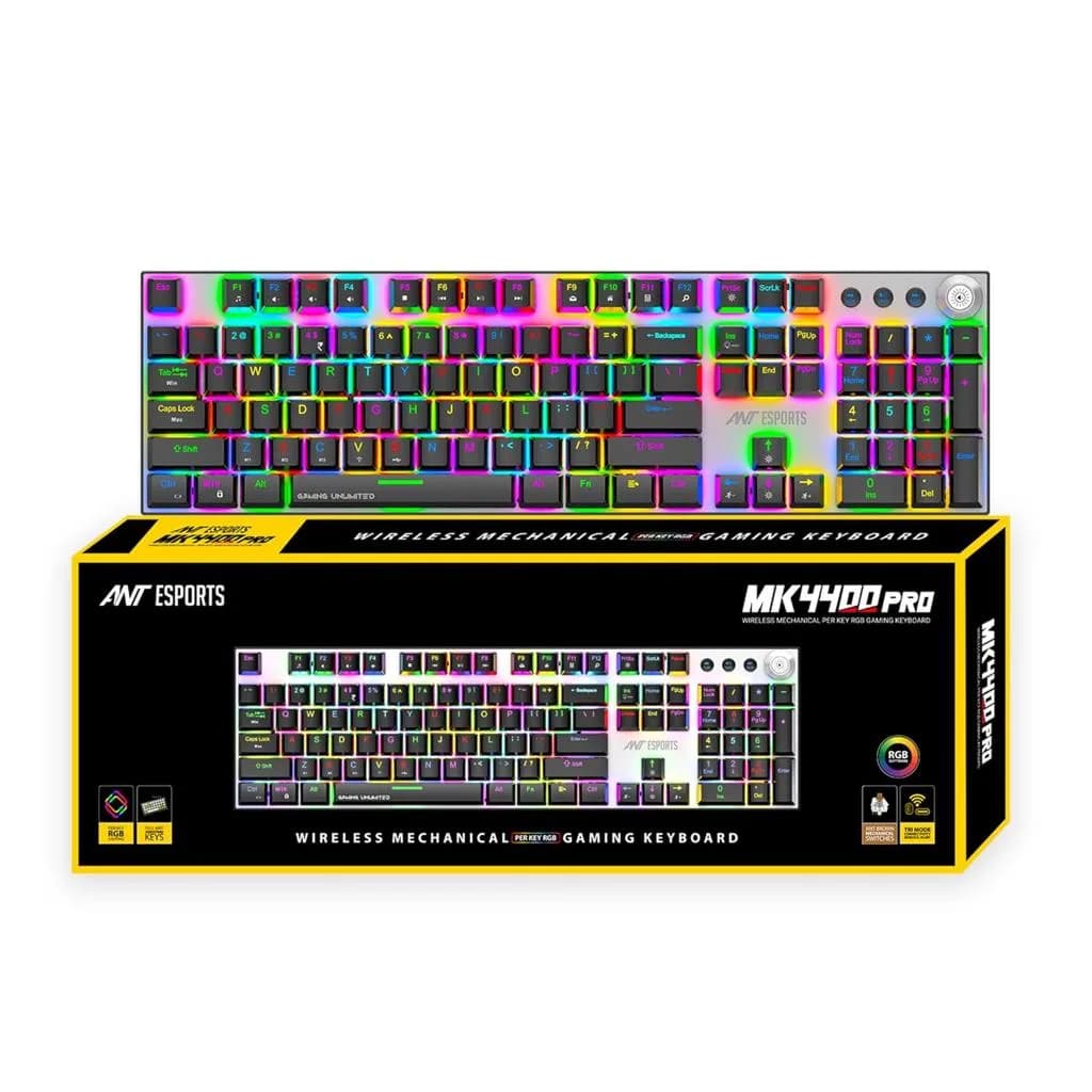 Ant Esports MK4400 Pro Wireless Mechanical Gaming Keyboard Brown Switch – Black